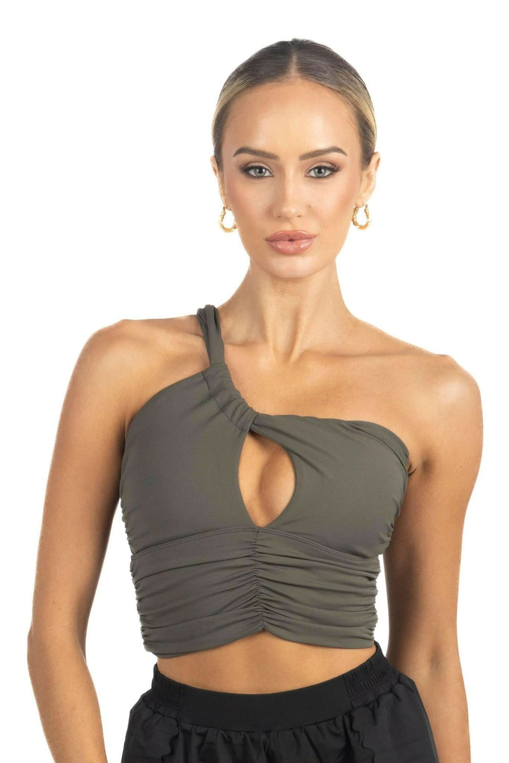 Belle Drapped Activewear Sportsbra in Dark Green Akalia