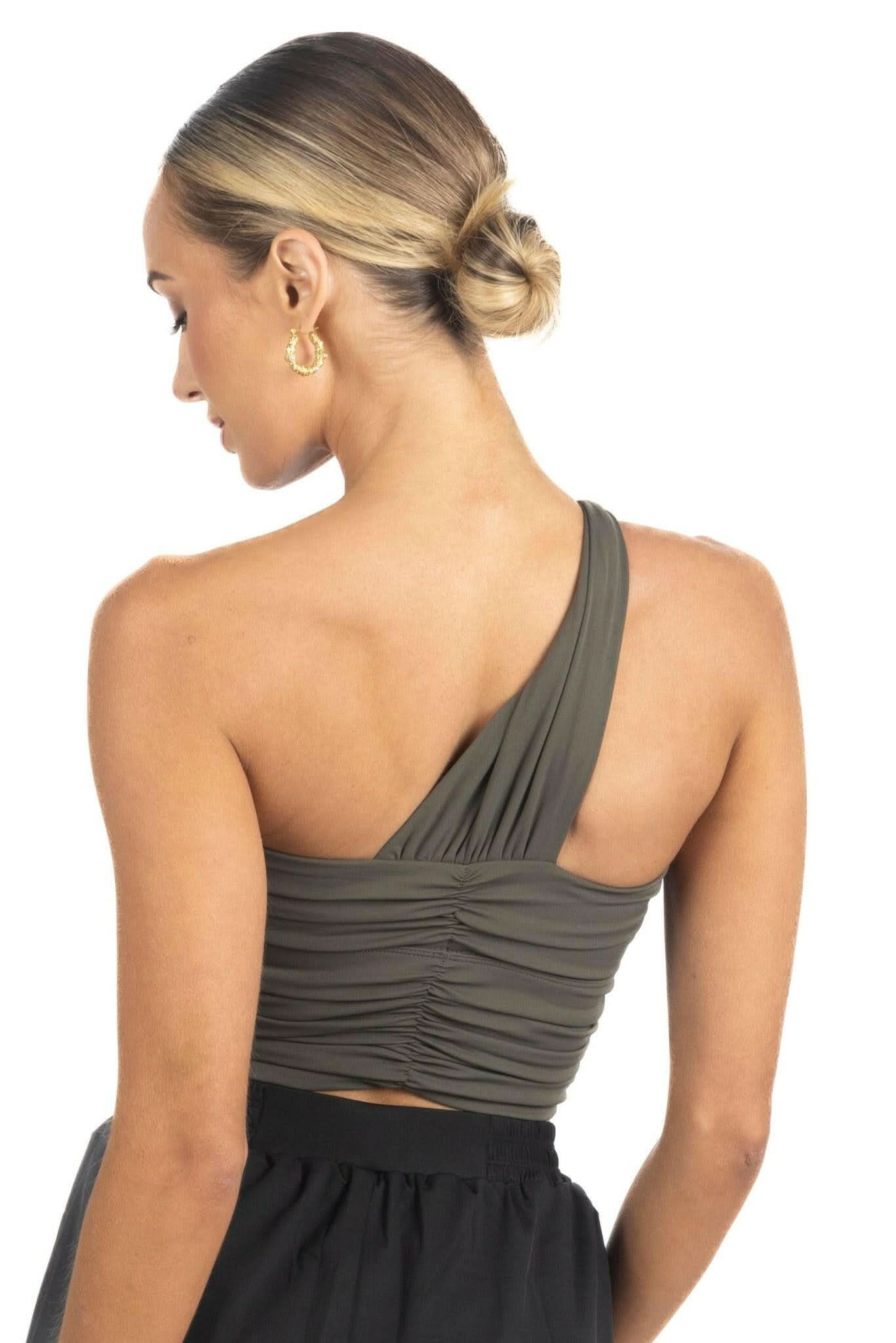 Belle Drapped Activewear Sportsbra in Dark Green Akalia