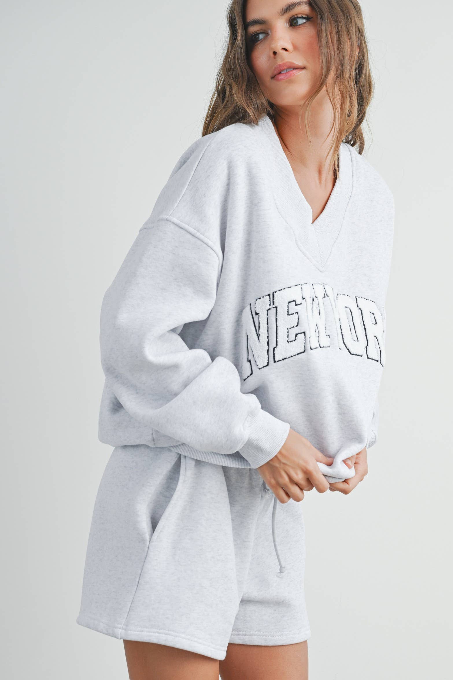 New York V-Neck Sweatshirt Fitkitty Culture Athleisure Wear, Yoga Wear & Women's Clothing