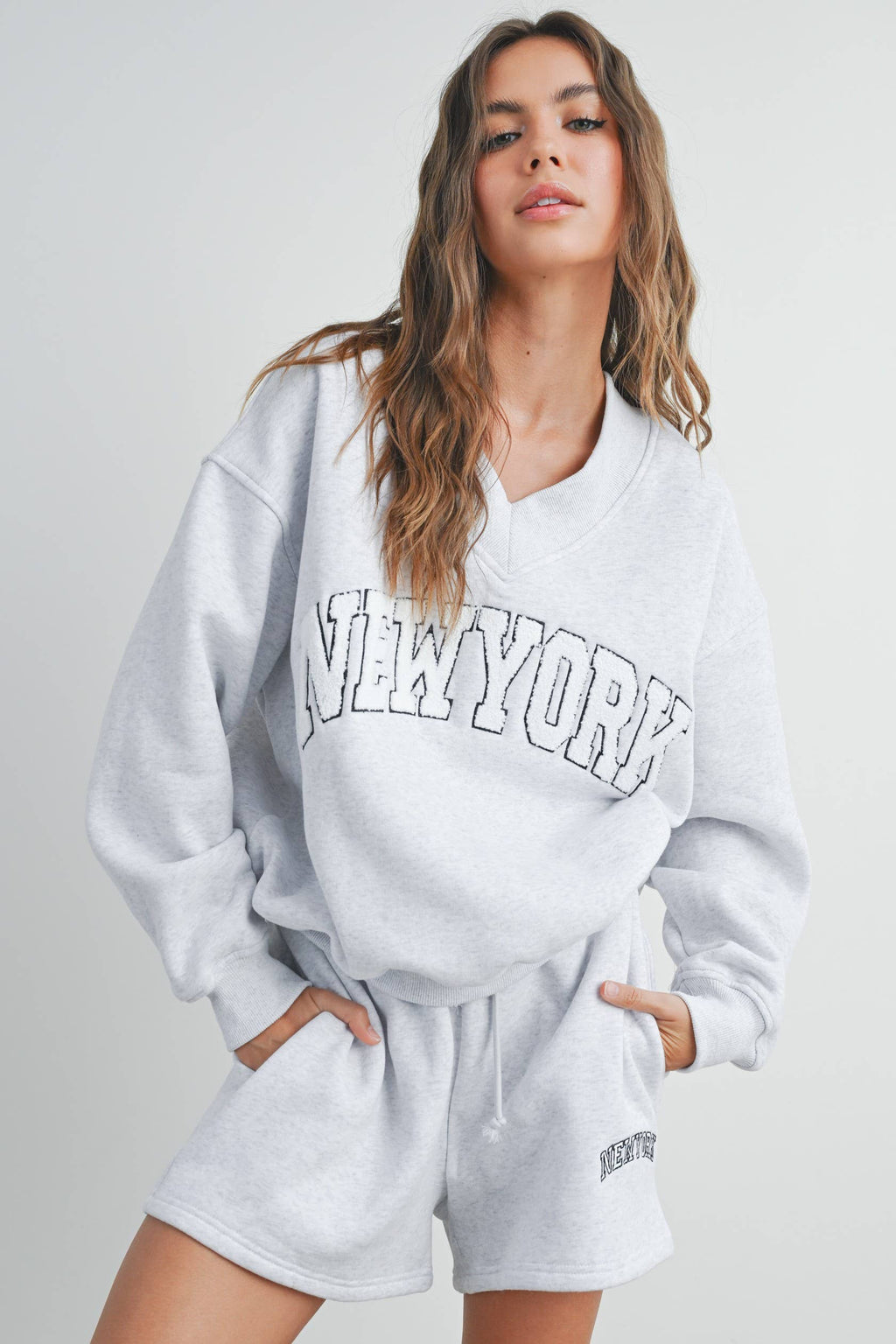 New York V-Neck Sweatshirt Fitkitty Culture Athleisure Wear, Yoga Wear & Women's Clothing