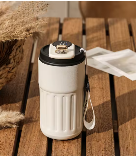 Smart Digital Thermal Bottle Portable Coffee Mug Stainless Steel Water Bottle In-Car Insulated Cup Keep Cold Vacuum Flasks 450ml Wear for Art Thou