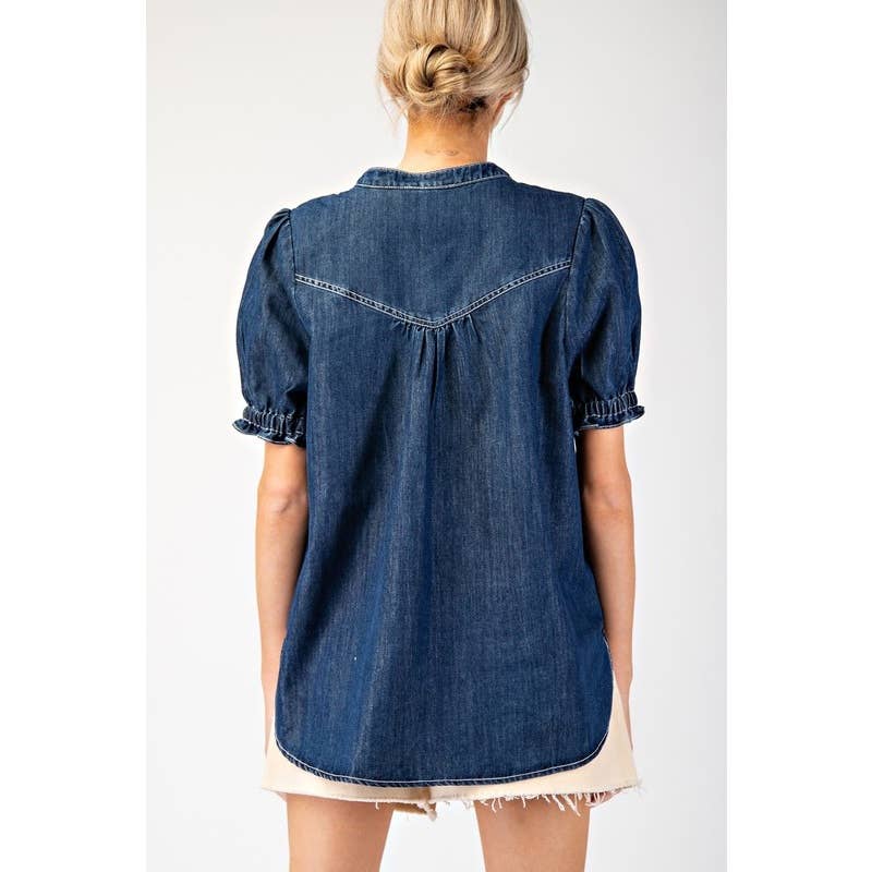 Mineral Washed Denim Top Fitkitty Culture Athleisure Wear, Yoga Wear & Women's Clothing