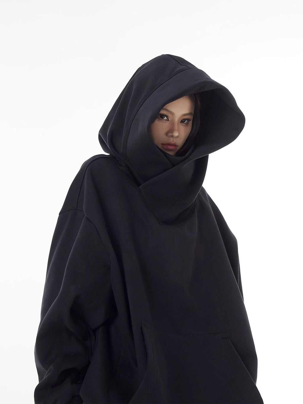 Loose High Collar Fleece Lined Hoodie Wear for Art Thou