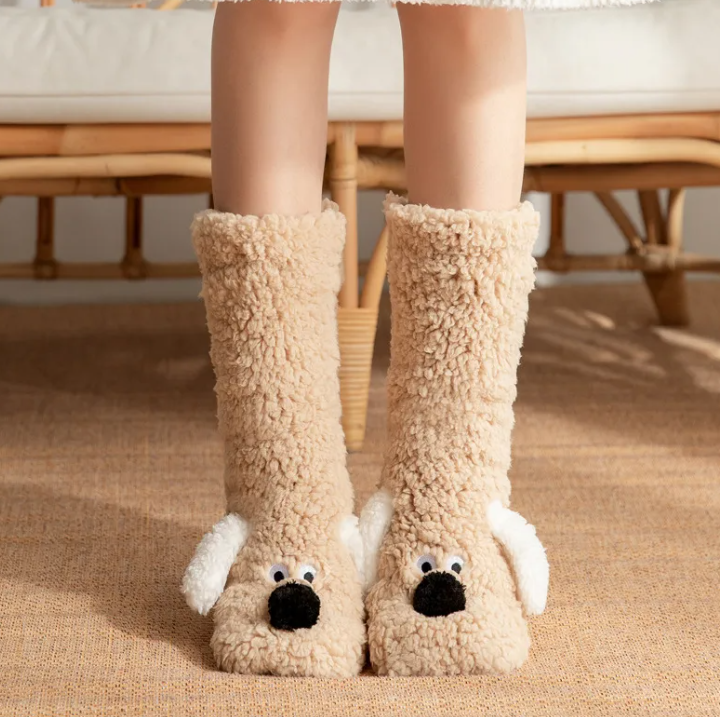 Women’s Plush Dog Socks Wear for Art Thou