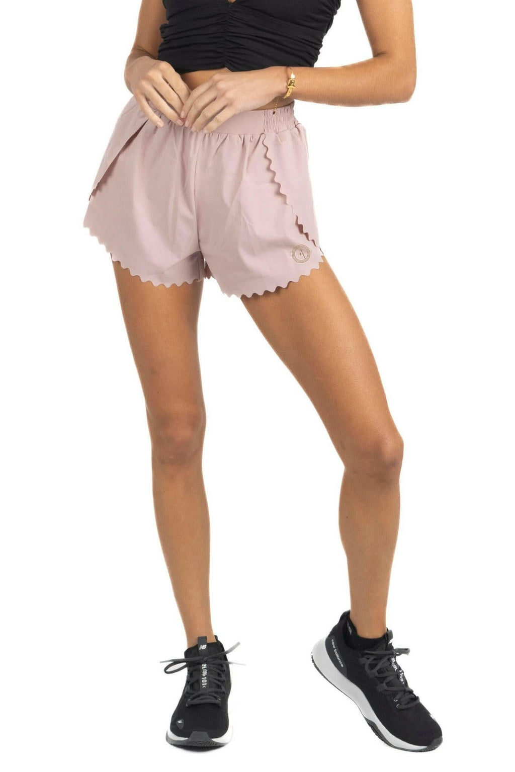 Chloe Romantic Scalloped Detailing Shorts in Soft Pink Akalia