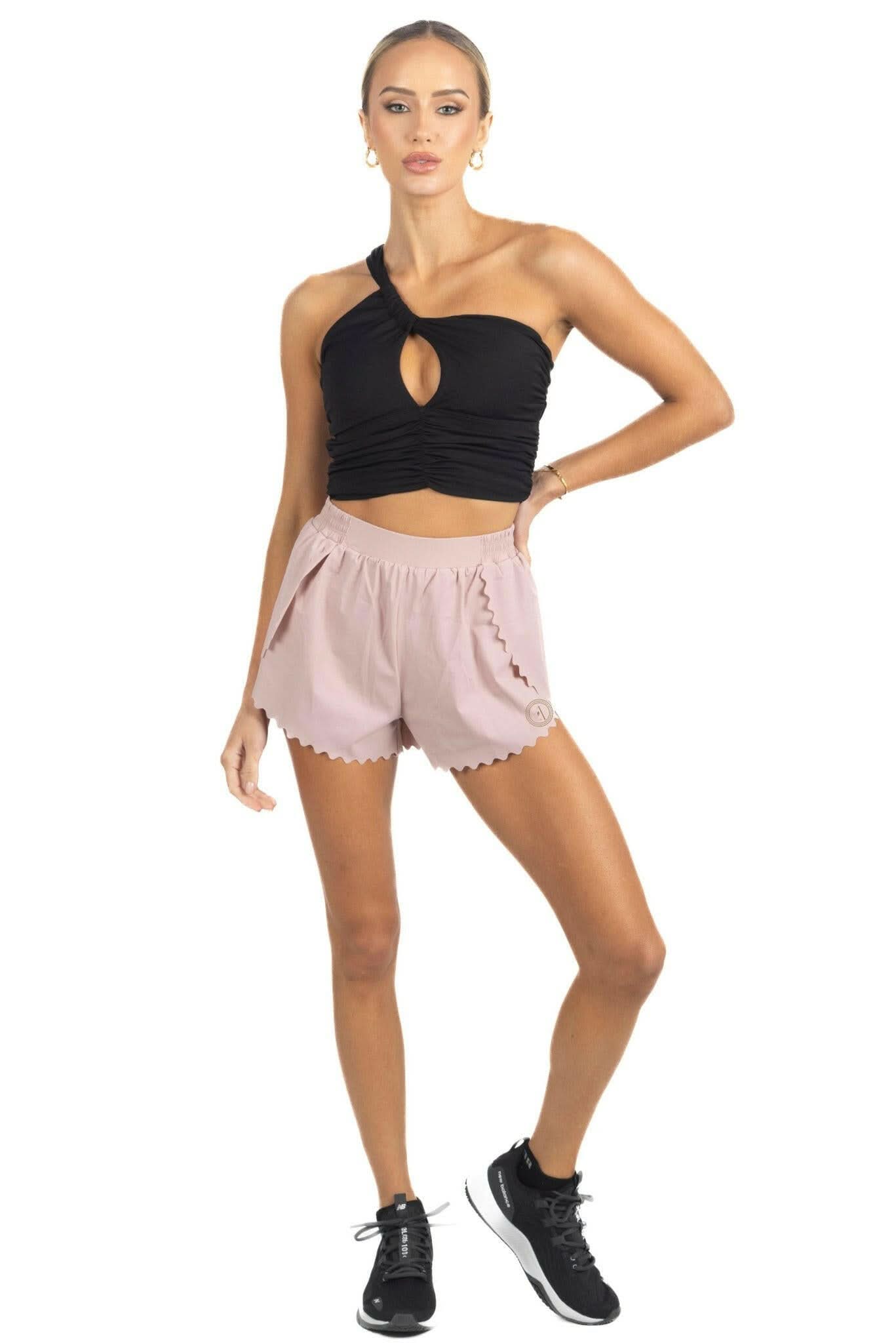 Chloe Romantic Scalloped Detailing Shorts in Soft Pink Akalia