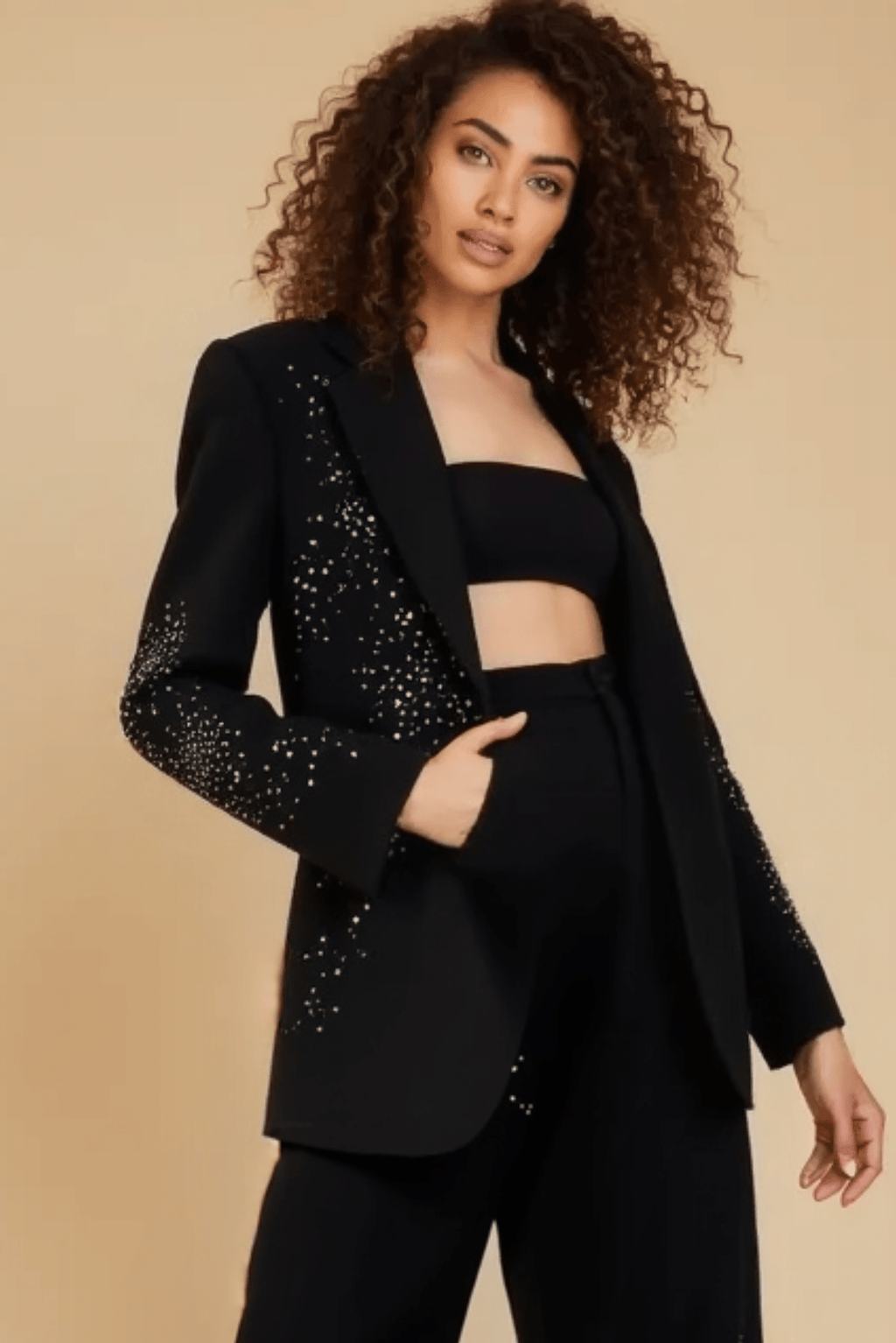 Cicy Shinning Starry Diamonds Blazer (Black) Akalia