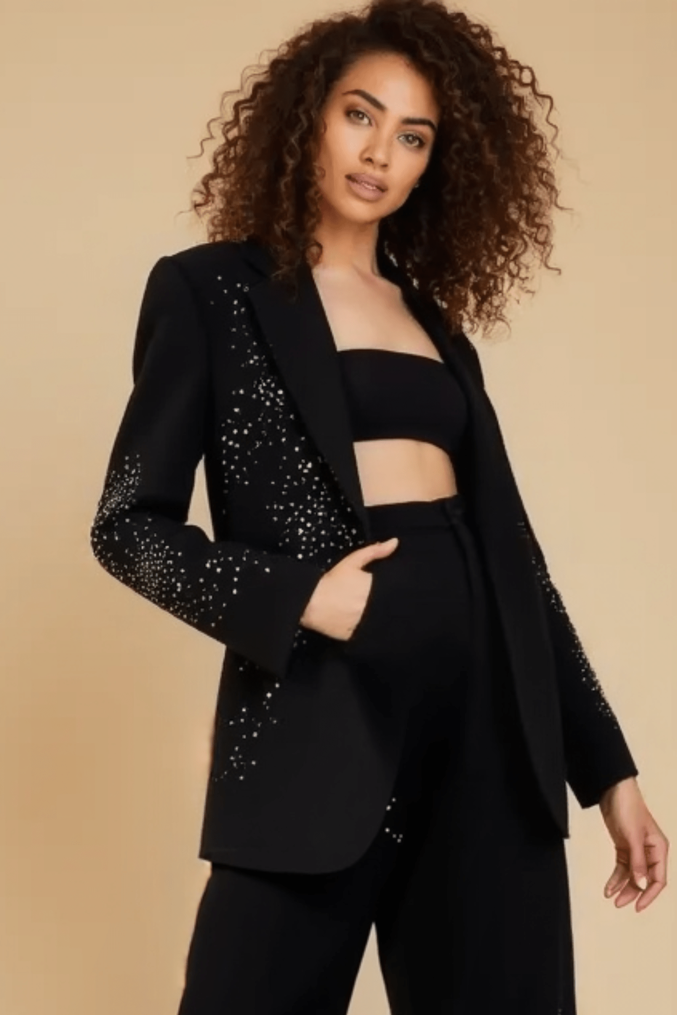 Cicy Shinning Starry Diamonds Blazer (Black) Akalia