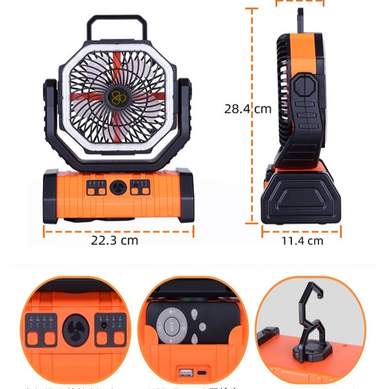 Outdoor Household Power Bank LED Light Camping Fan Wear for Art Thou
