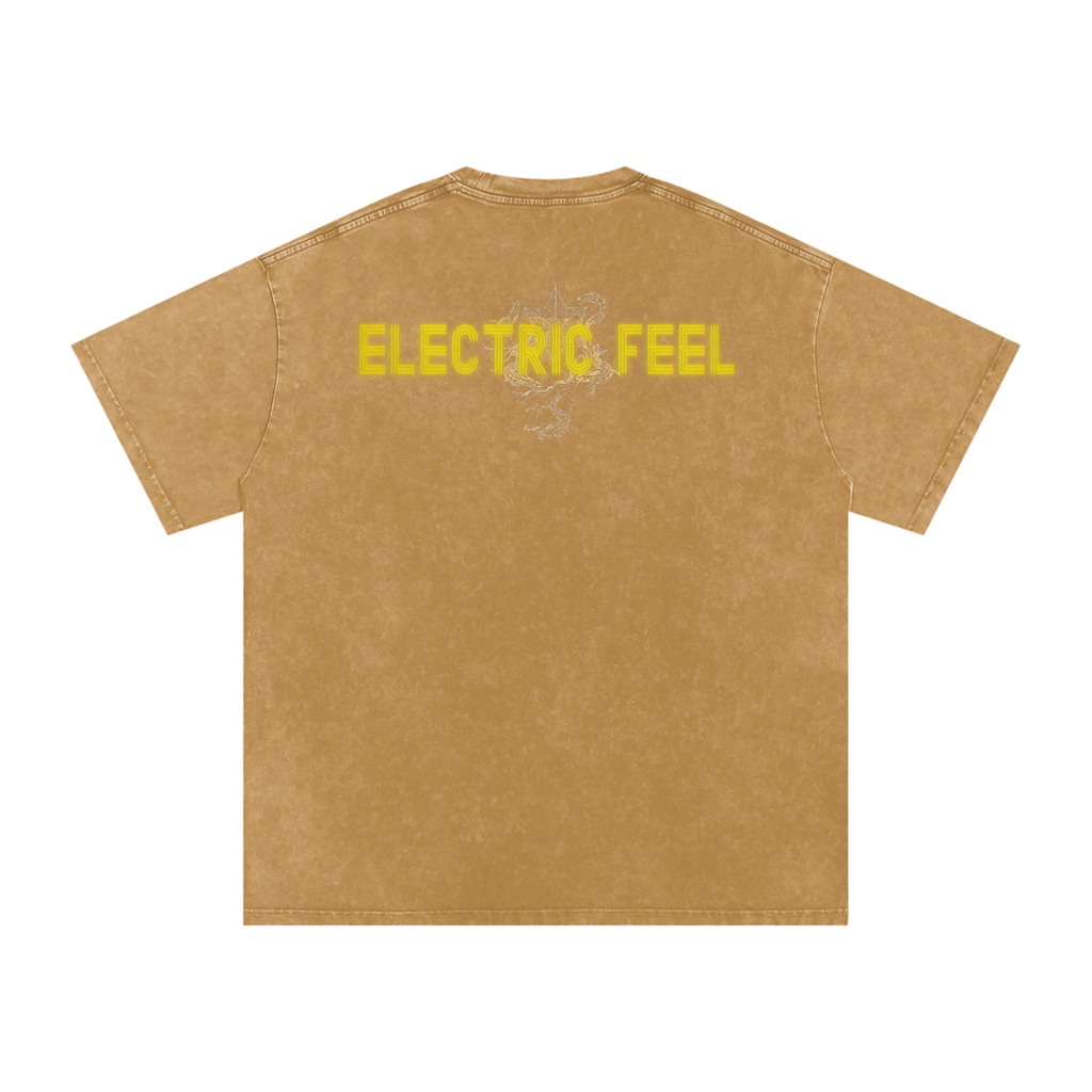 Electric Feel - Snow Washed Oversized Cotton T-Shirt Fine Art Of MK