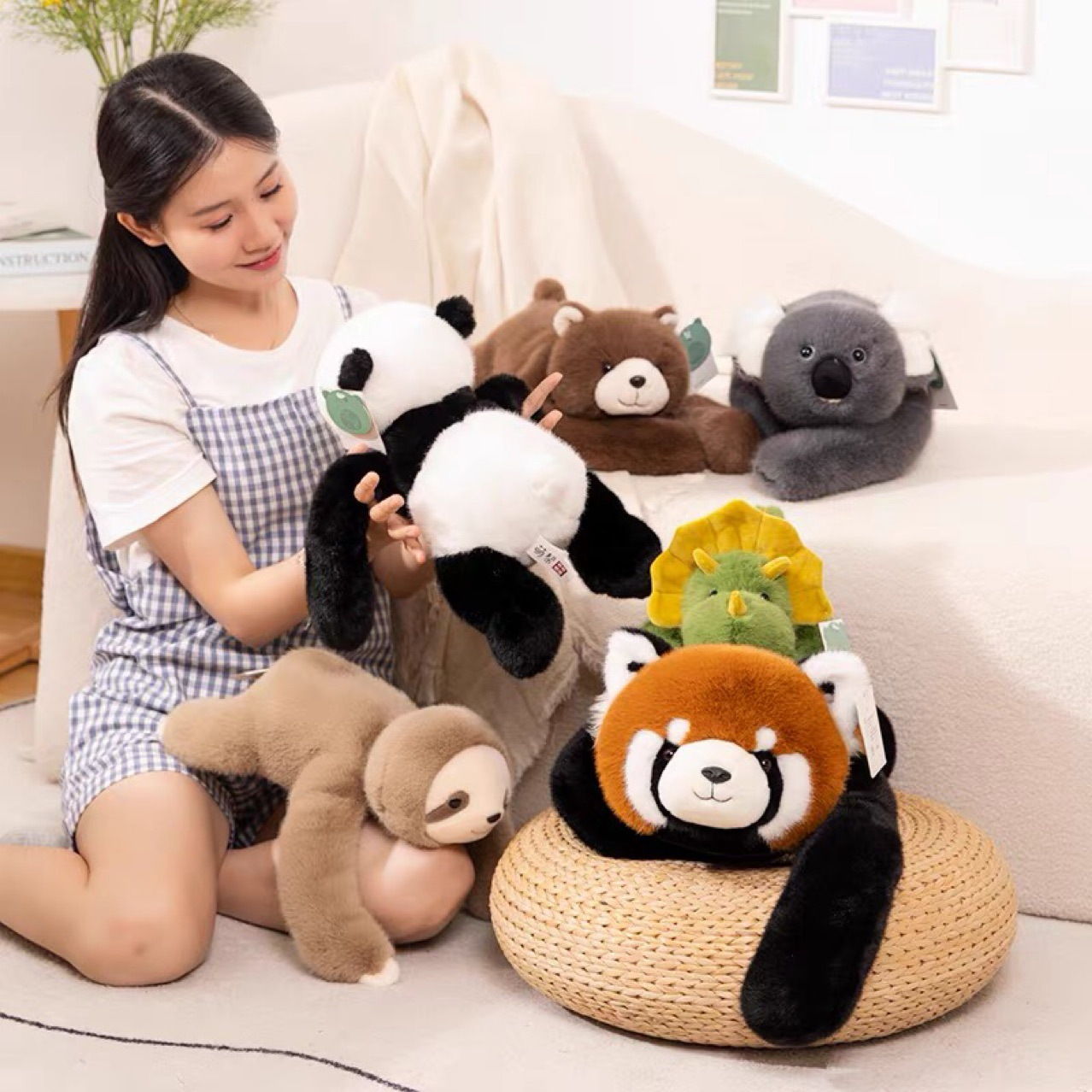 Panda, Koala, Sloth, Dinosaur, Bear & Little Panda Plush Doll Gift – Kids Soft Stuffed Toy Wear for Art Thou