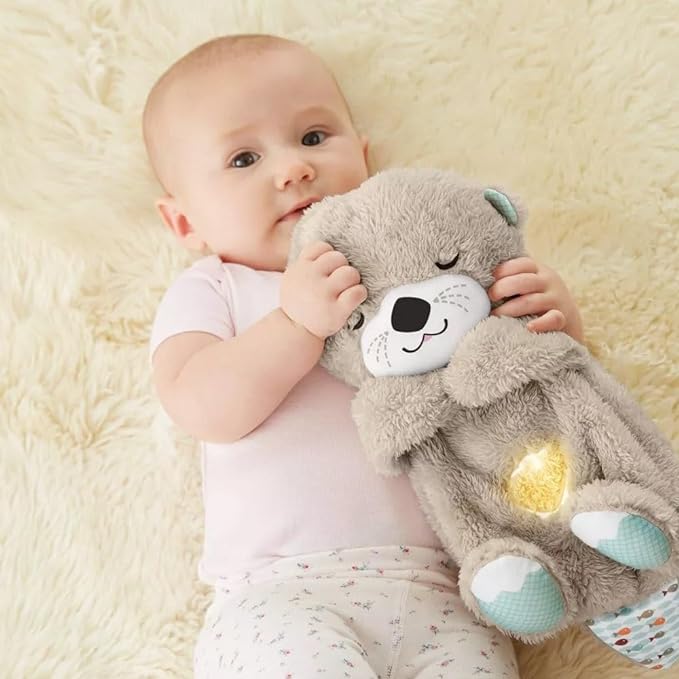 Sound Machine Soothe 'n Snuggle Otter Portable Plush Baby Toy with Sensory Details Music Lights & Rhythmic Breathing Motion Wear for Art Thou