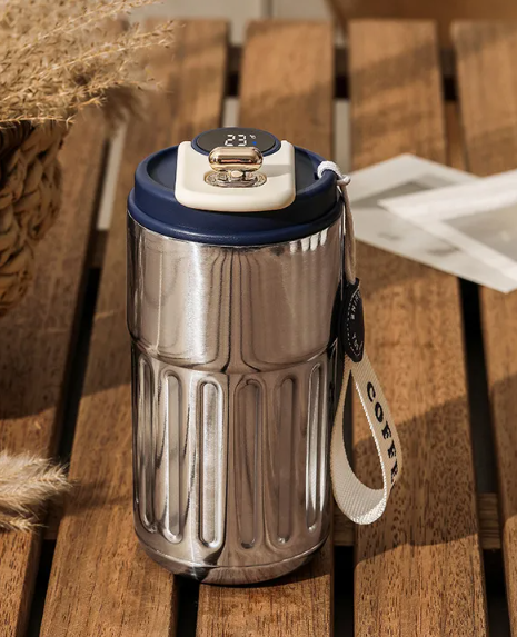 Smart Digital Thermal Bottle Portable Coffee Mug Stainless Steel Water Bottle In-Car Insulated Cup Keep Cold Vacuum Flasks 450ml Wear for Art Thou