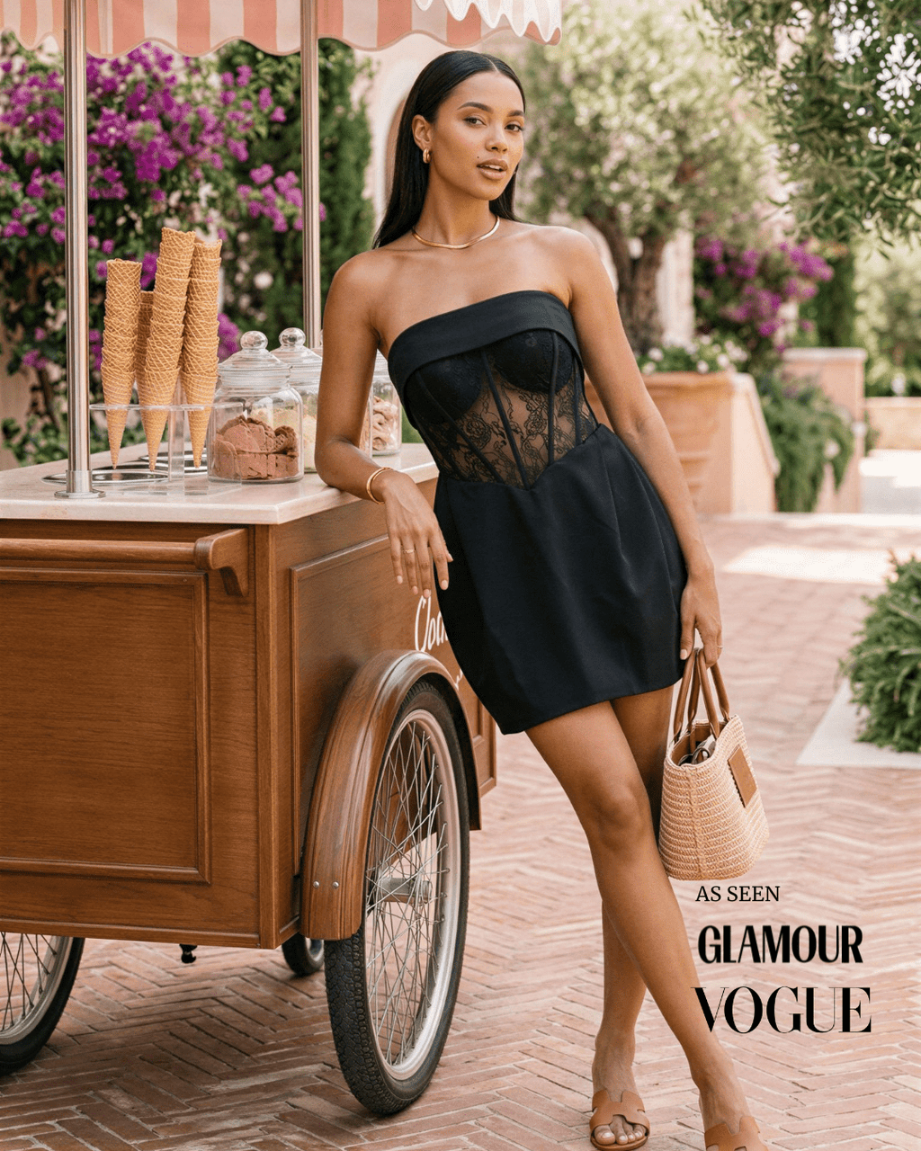 Daisy Strapless Lace Corset Dress (Black) Akalia