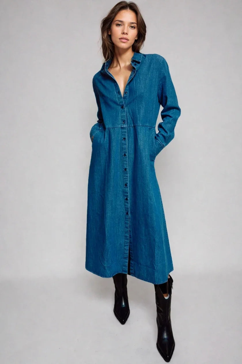 The Sunday Stroll Denim Shirt Dress Fitkitty Culture Athleisure Wear, Yoga Wear & Women's Clothing