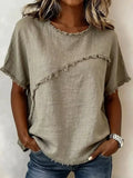 Full Size Frayed Hem Short Sleeve Top Plus Size Shopimist