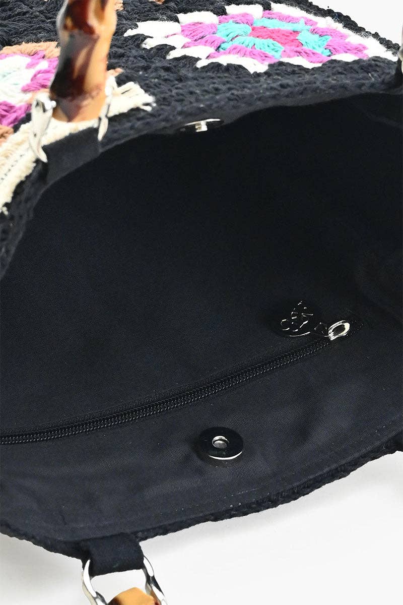 Noir Elegance Crochet Tote Fitkitty Culture Athleisure Wear, Yoga Wear & Women's Clothing