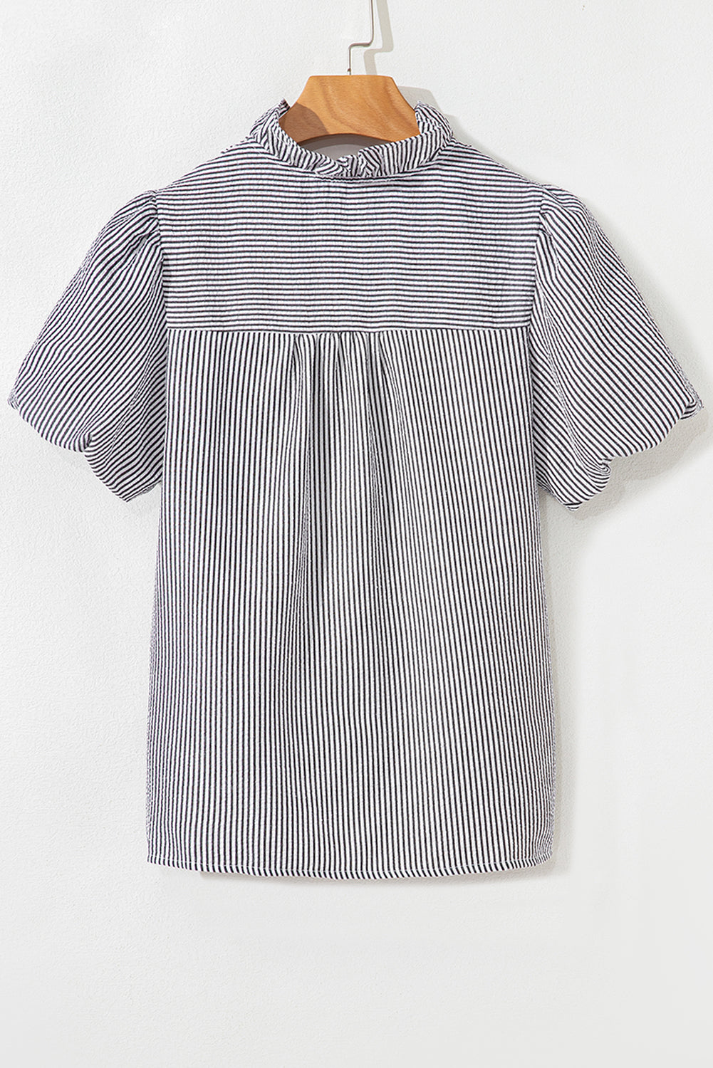 Stripe Ruffle Bubble Sleeve Shirt Pretty Bash