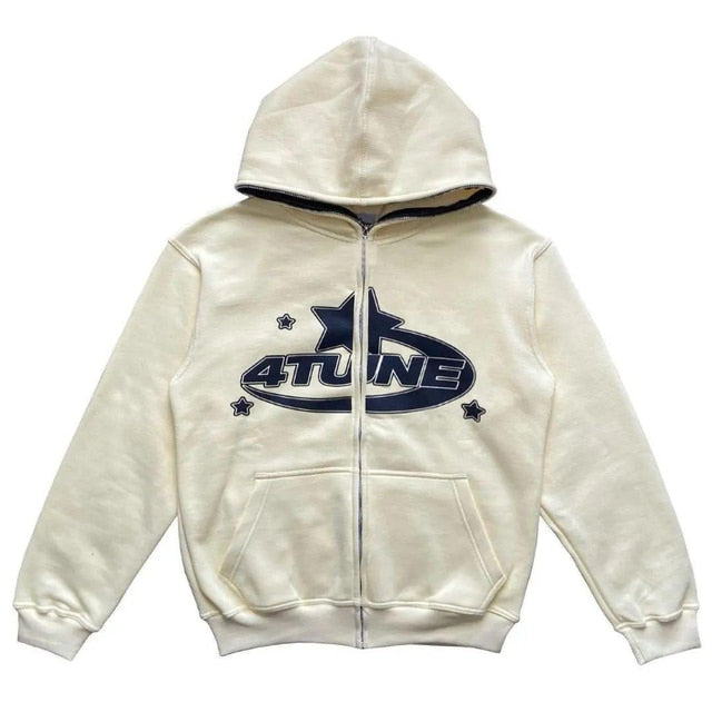 Star Printed Zip Up Hoodies Wear for Art Thou