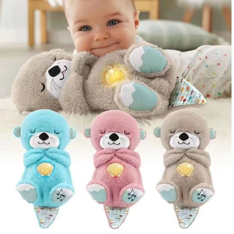Sound Machine Soothe 'n Snuggle Otter Portable Plush Baby Toy with Sensory Details Music Lights & Rhythmic Breathing Motion Wear for Art Thou