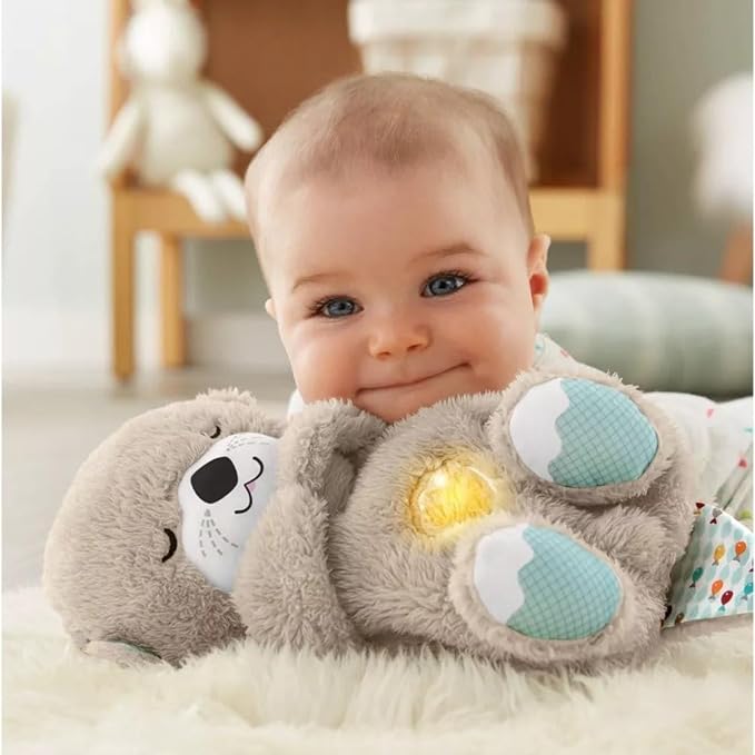 Sound Machine Soothe 'n Snuggle Otter Portable Plush Baby Toy with Sensory Details Music Lights & Rhythmic Breathing Motion Wear for Art Thou