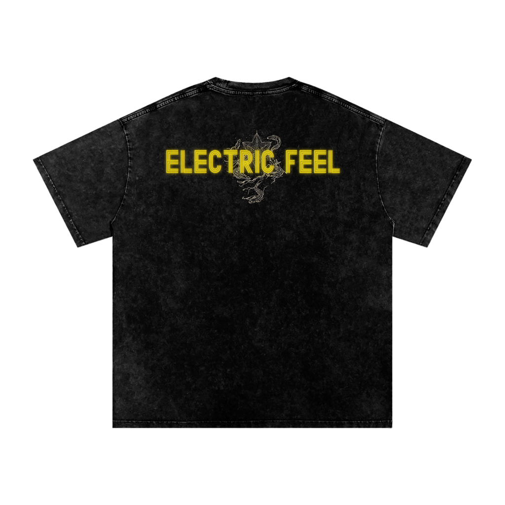 Electric Feel - Snow Washed Oversized Cotton T-Shirt Fine Art Of MK