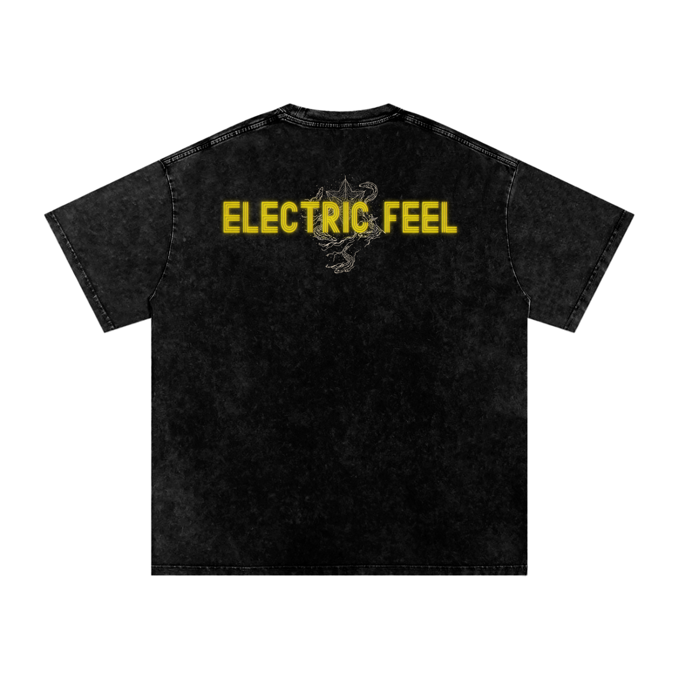 Electric Feel - Snow Washed Oversized Cotton T-Shirt Fine Art Of MK
