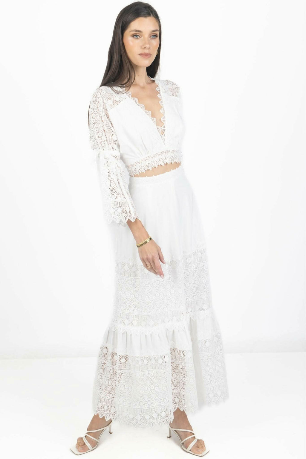 Emily Guipure Lace Top & Maxi Skirt Set Akalia
