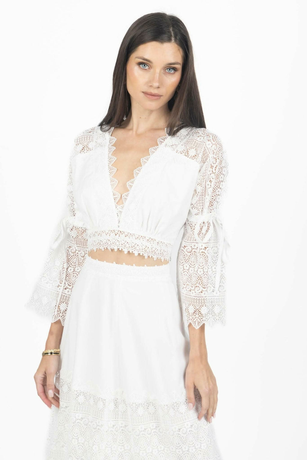 Emily Guipure Lace Top & Maxi Skirt Set Akalia