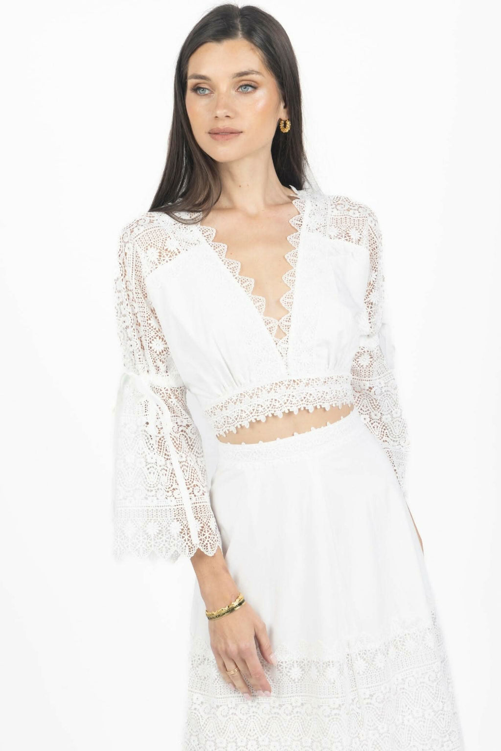 Emily Guipure Lace Top & Maxi Skirt Set Akalia