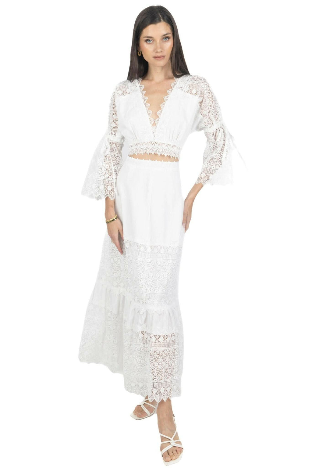 Emily Guipure Lace Top & Maxi Skirt Set Akalia