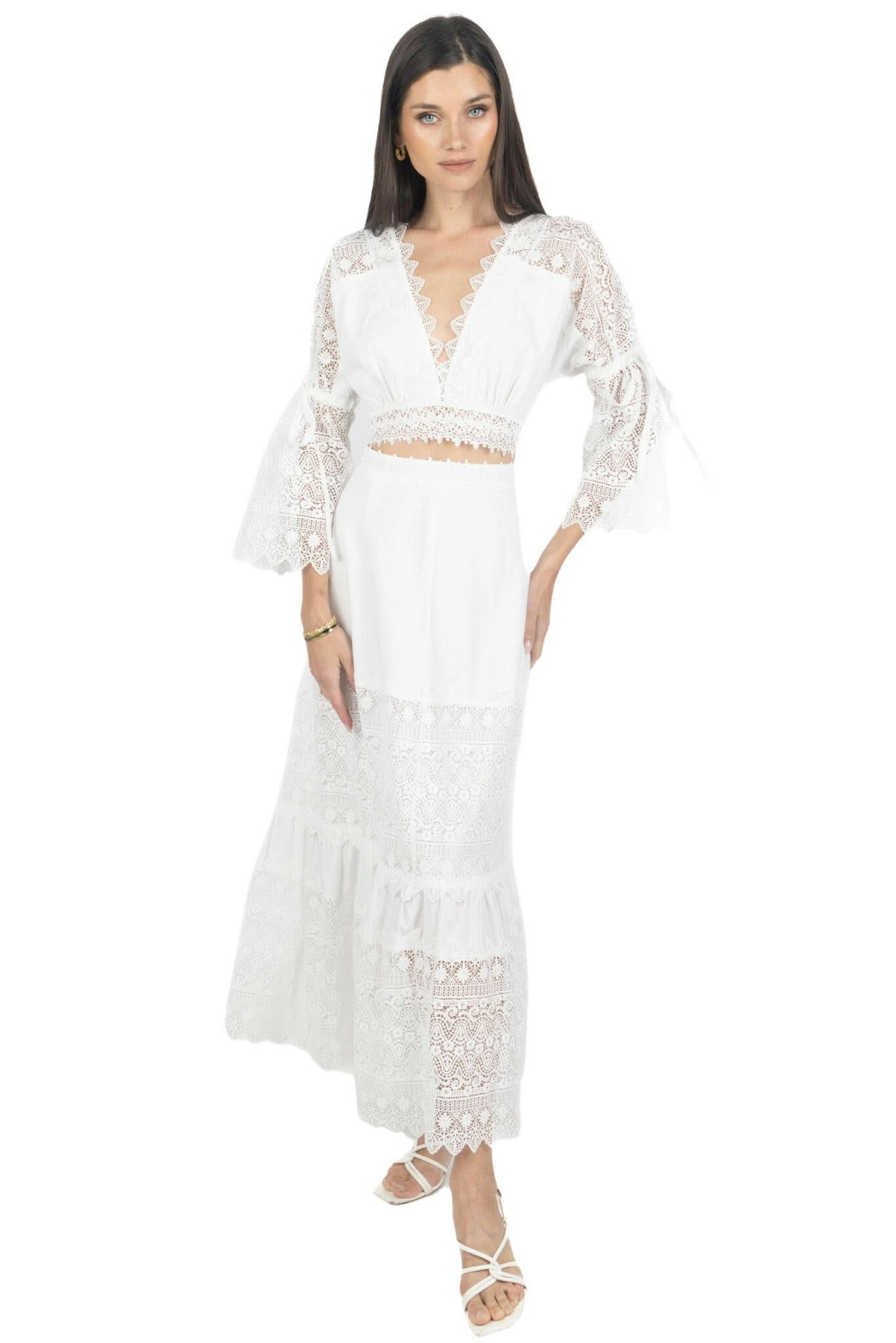 Emily Guipure Lace Top & Maxi Skirt Set Akalia