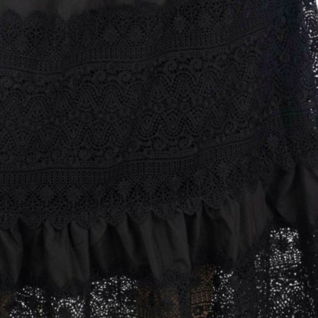 Emily Guipure Lace Top & Maxi Skirt Set In Black Akalia