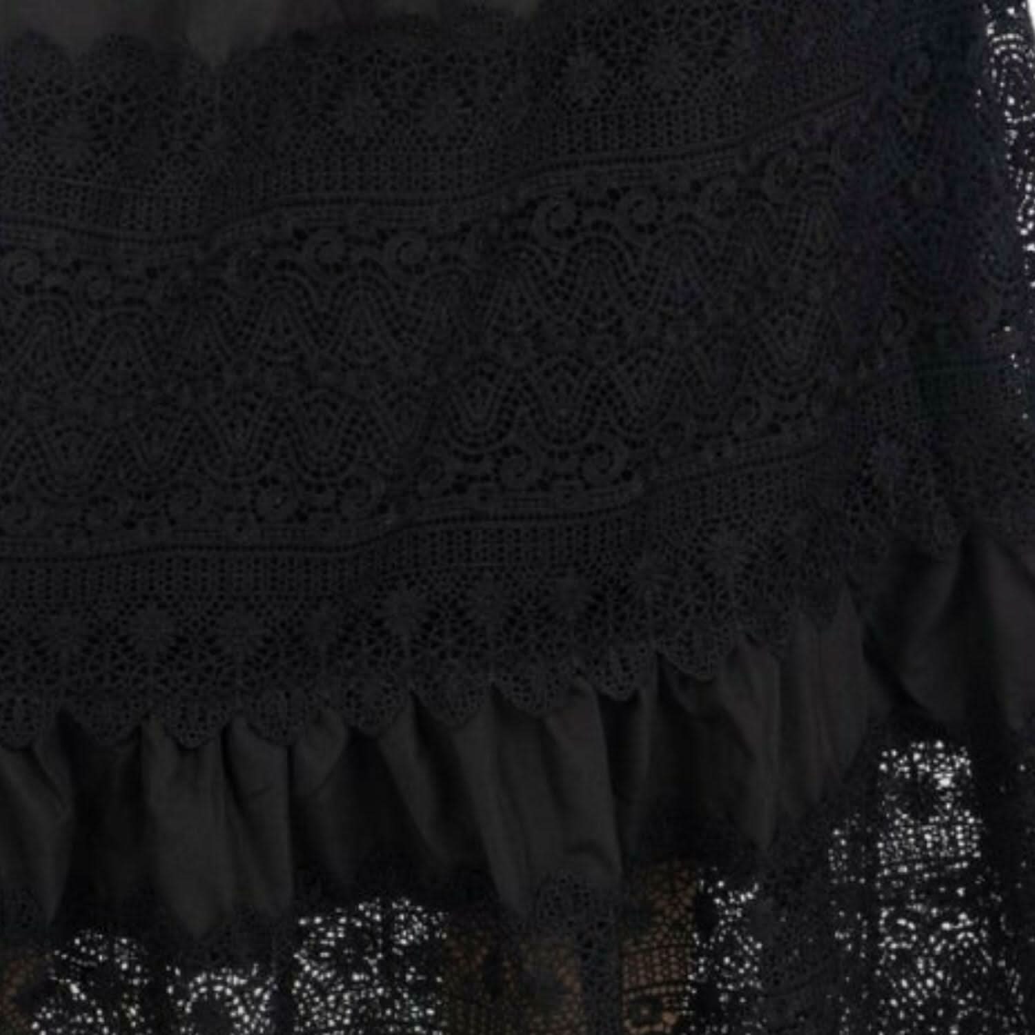 Emily Guipure Lace Top & Maxi Skirt Set In Black Akalia
