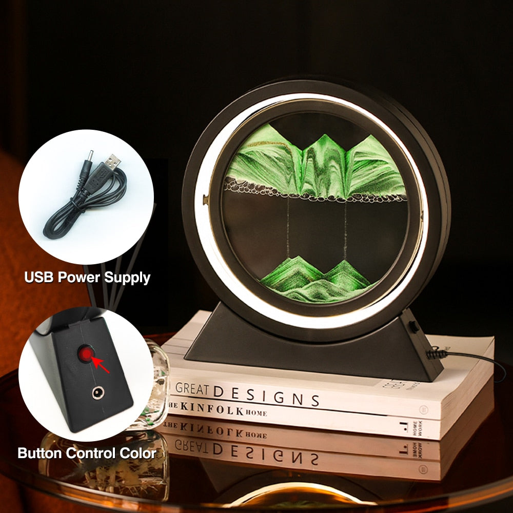 Moving Sand Art Landscape Table Lamp Wear for Art Thou