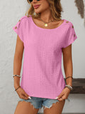 Mandy Eyelet Round Neck Short Sleeve Top VYSN