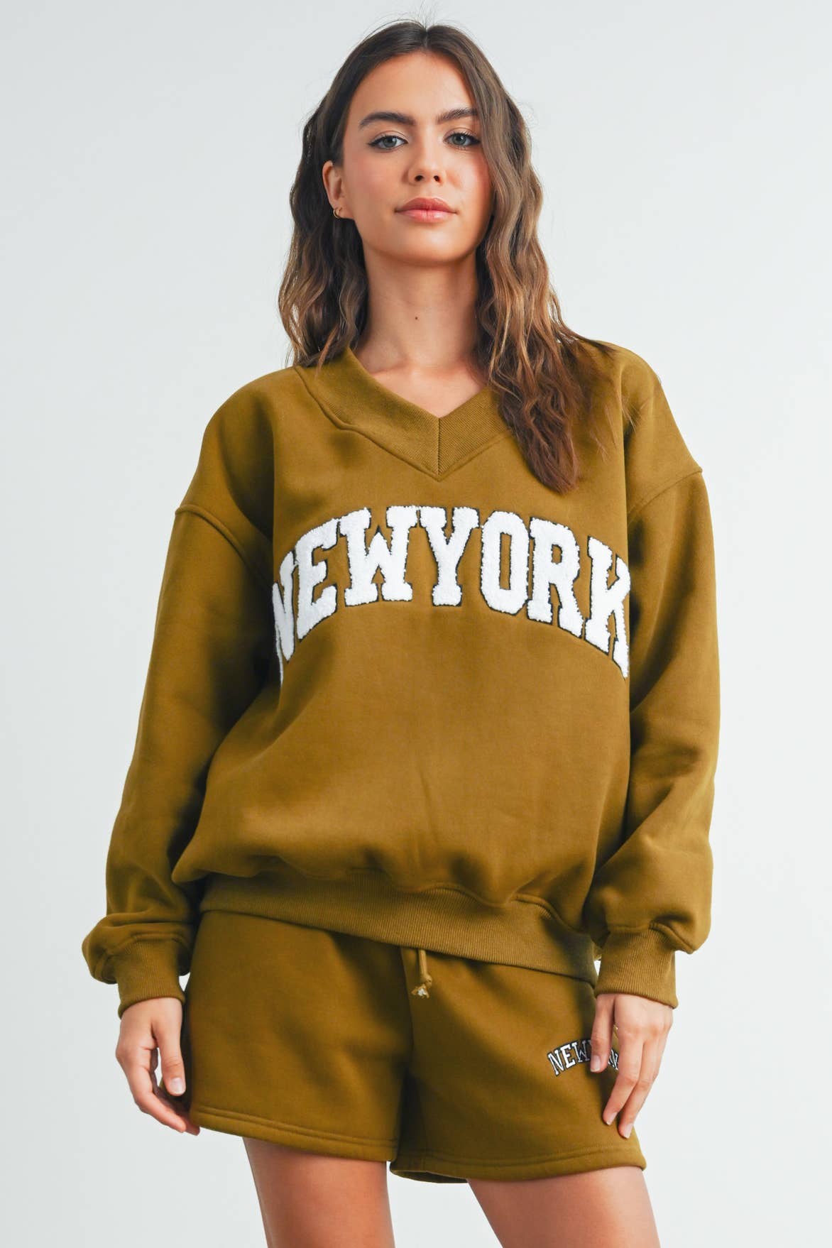 New York V-Neck Sweatshirt Fitkitty Culture Athleisure Wear, Yoga Wear & Women's Clothing