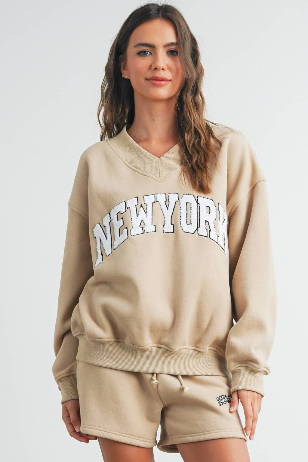 New York V-Neck Sweatshirt Fitkitty Culture Athleisure Wear, Yoga Wear & Women's Clothing