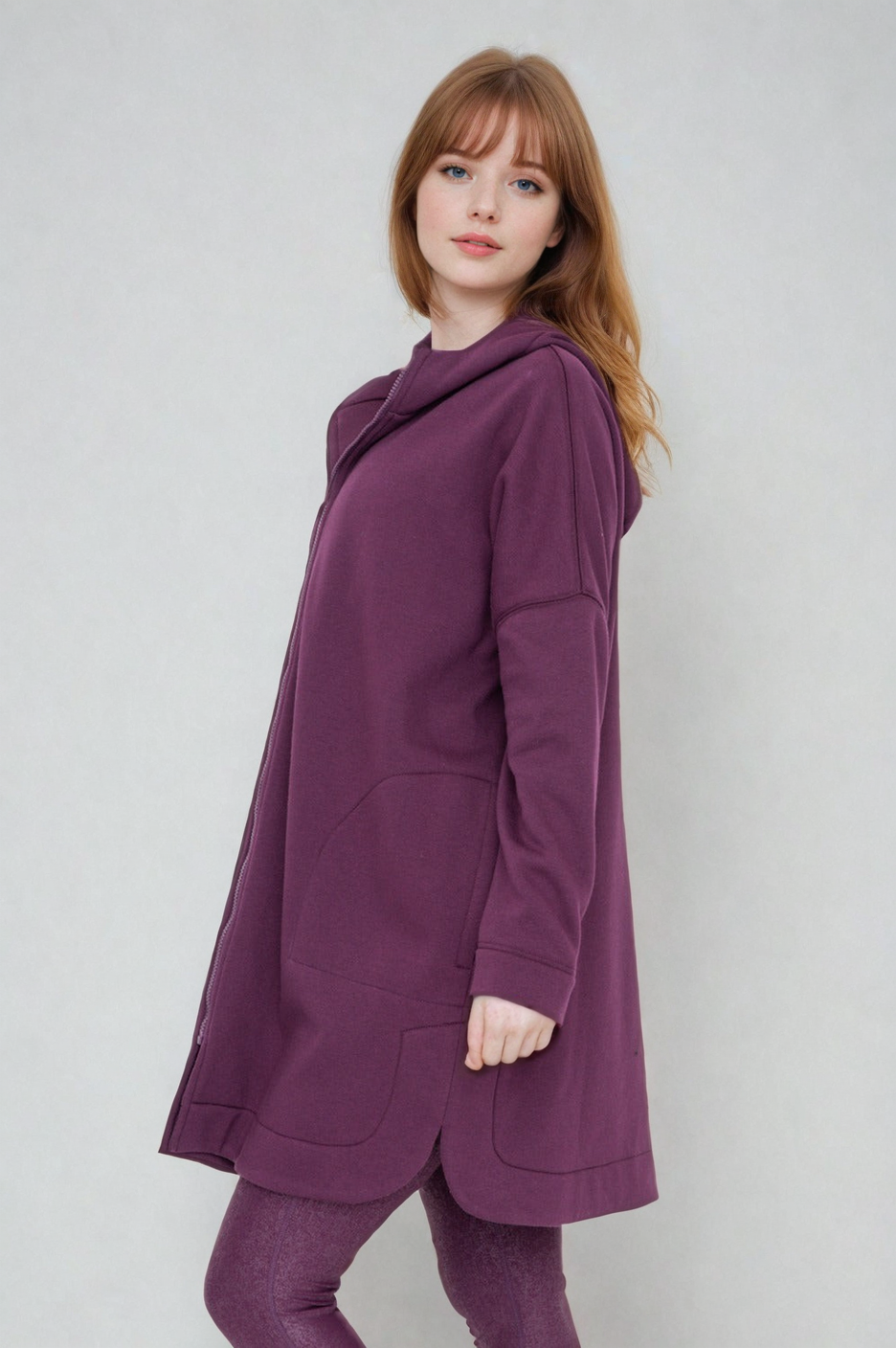 Cozy Comfort Zip Up Hoodie Jacket Burgundy Fitkitty Culture Athleisure Wear, Yoga Wear & Women's Clothing