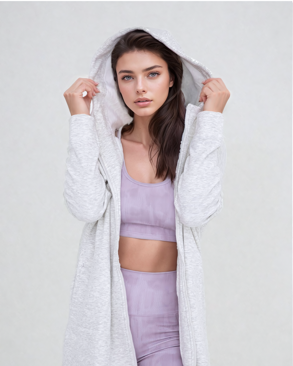 Cozy Comfort Zip Up Hoodie Jacket Gray Fitkitty Culture Athleisure Wear, Yoga Wear & Women's Clothing