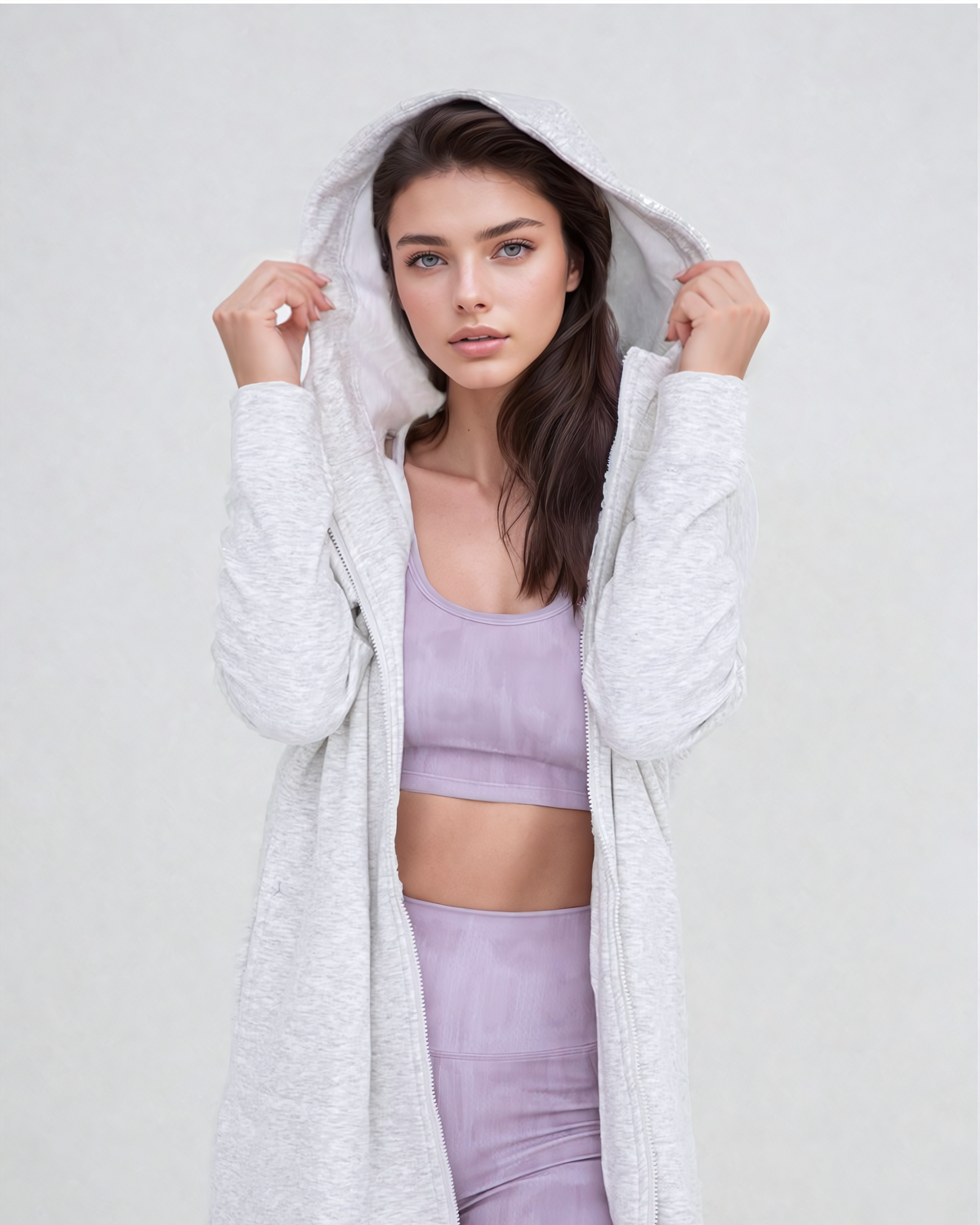 Cozy Comfort Zip Up Hoodie Jacket Gray Fitkitty Culture Athleisure Wear, Yoga Wear & Women's Clothing