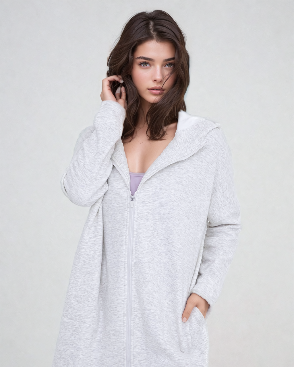 Cozy Comfort Zip Up Hoodie Jacket Gray Fitkitty Culture Athleisure Wear, Yoga Wear & Women's Clothing