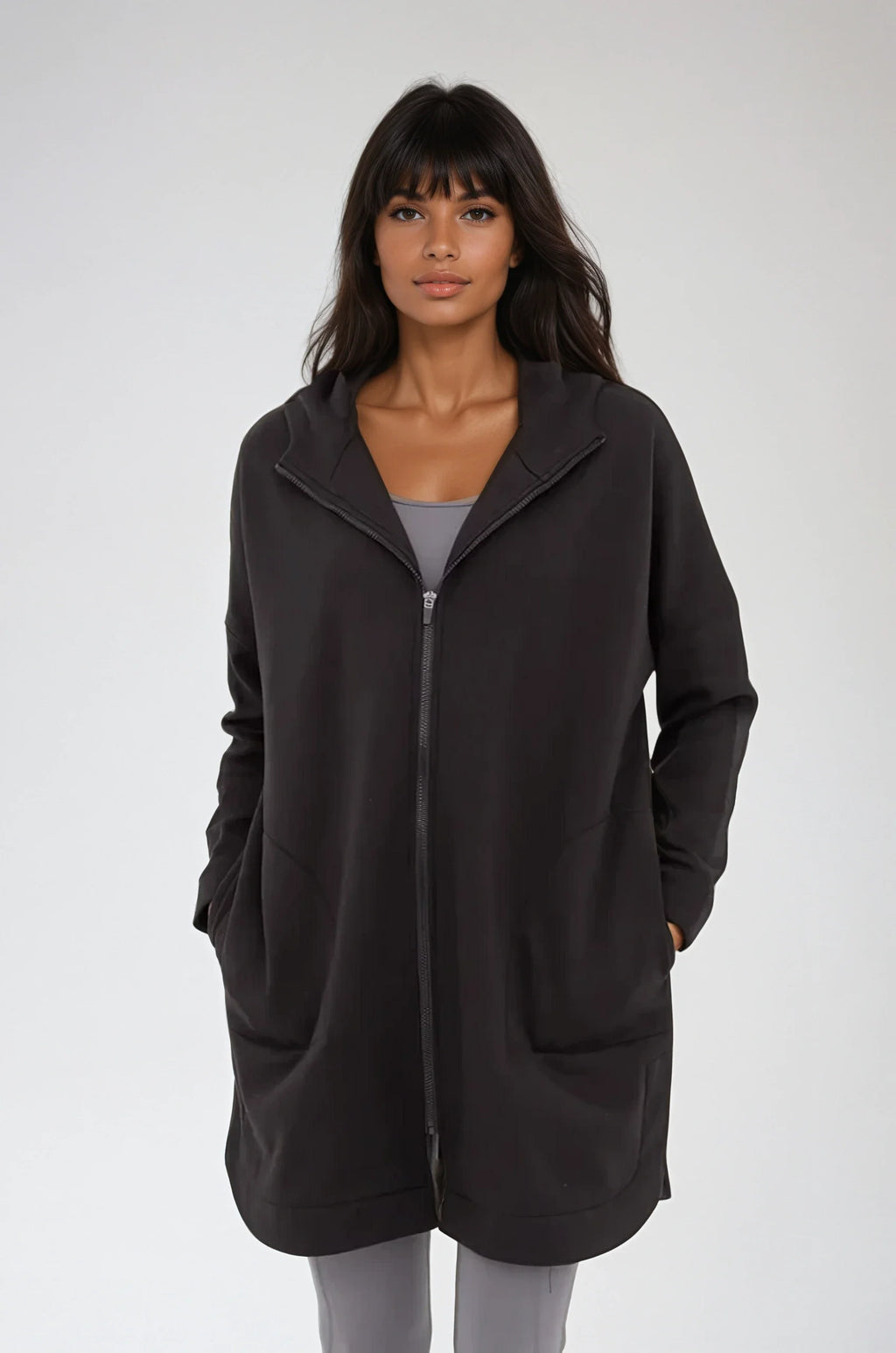 Cozy Comfort Zip Up Hoodie Jacket Black Fitkitty Culture Athleisure Wear, Yoga Wear & Women's Clothing