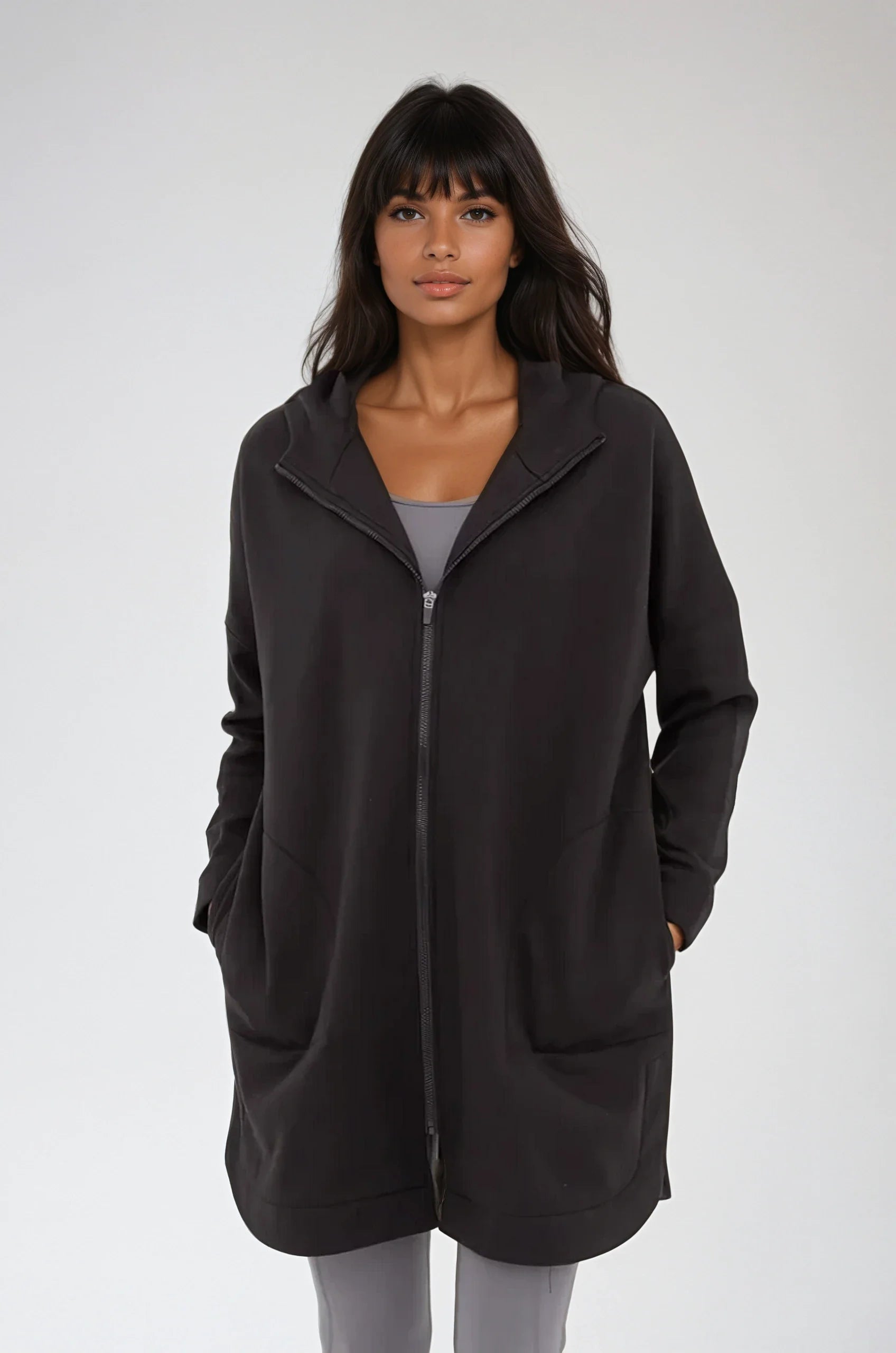 Cozy Comfort Zip Up Hoodie Jacket Black Fitkitty Culture Athleisure Wear, Yoga Wear & Women's Clothing