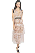Natalia Pink Sequined Guipure Lace Dress Akalia