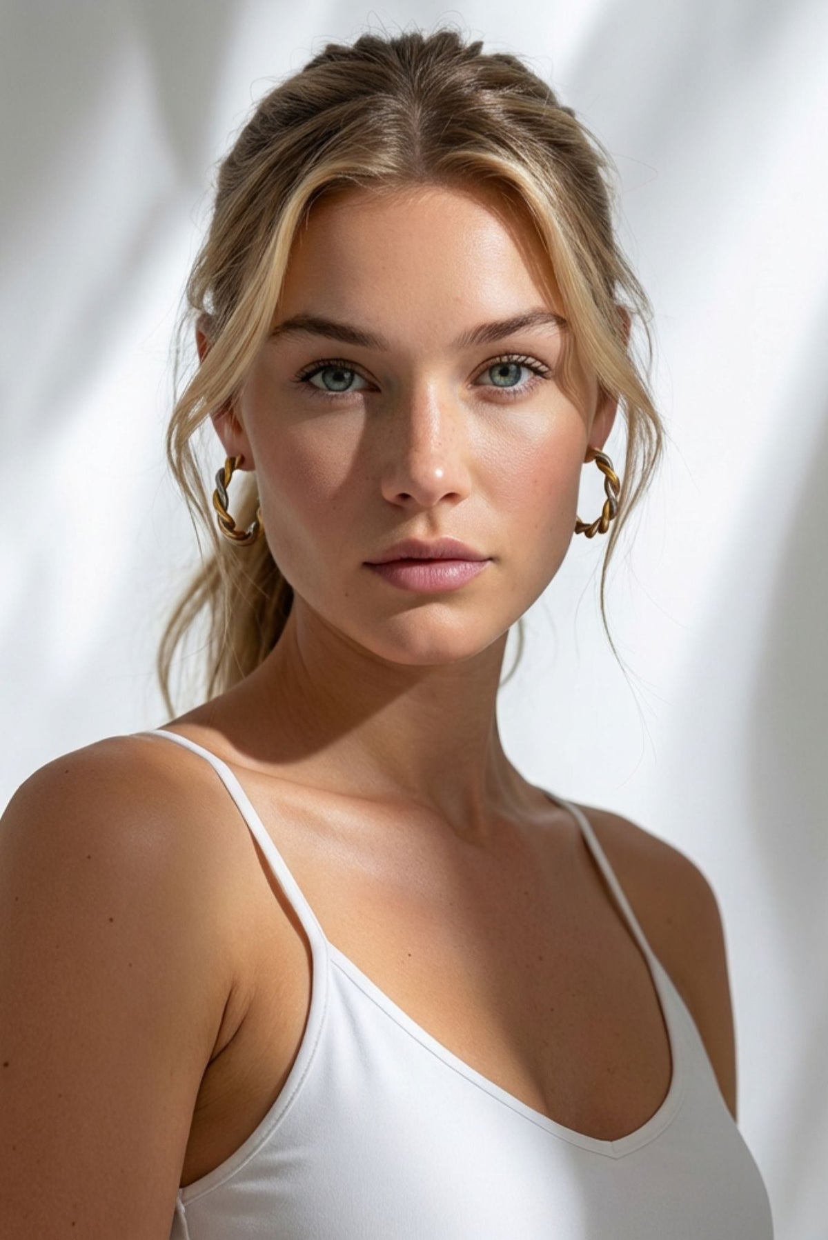 Paloma Waterproof Two-Tone Chunky Rope Hoop Earring Akalia