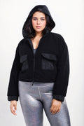 CURVY Sherpa Dreams Cropped Hooded Jacket Fitkitty Culture Athleisure Wear, Yoga Wear & Women's Clothing