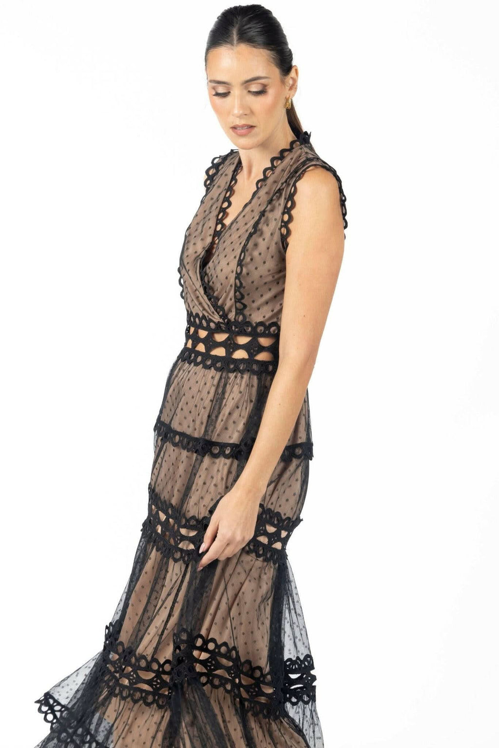 Serena Black Lace Maxi Dress Akalia