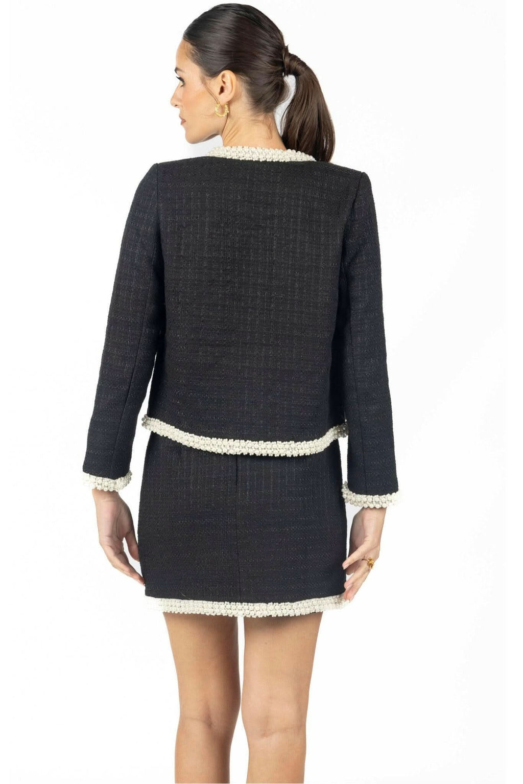 Short Marissa Tweed Skirt With Pearls Akalia