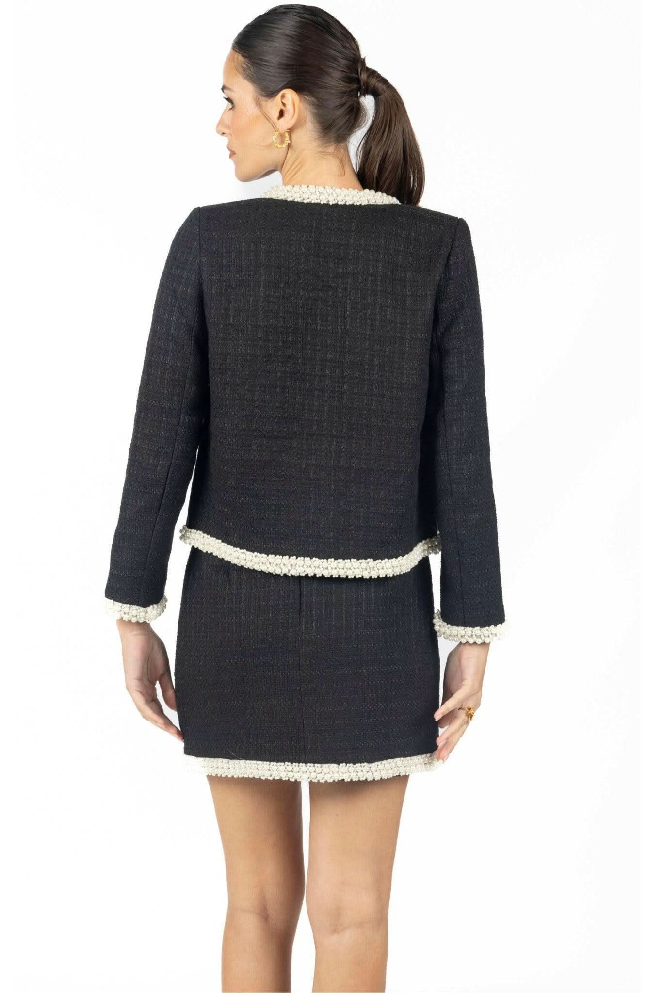 Short Marissa Tweed Skirt With Pearls Akalia